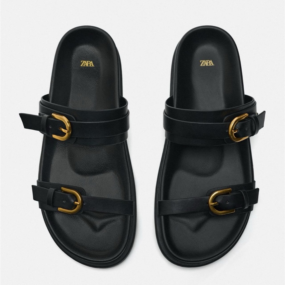 Zara flat buckled sandal size 10